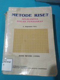 Image of METODE RISET APLIKASINYA DALAM PEMASARAN